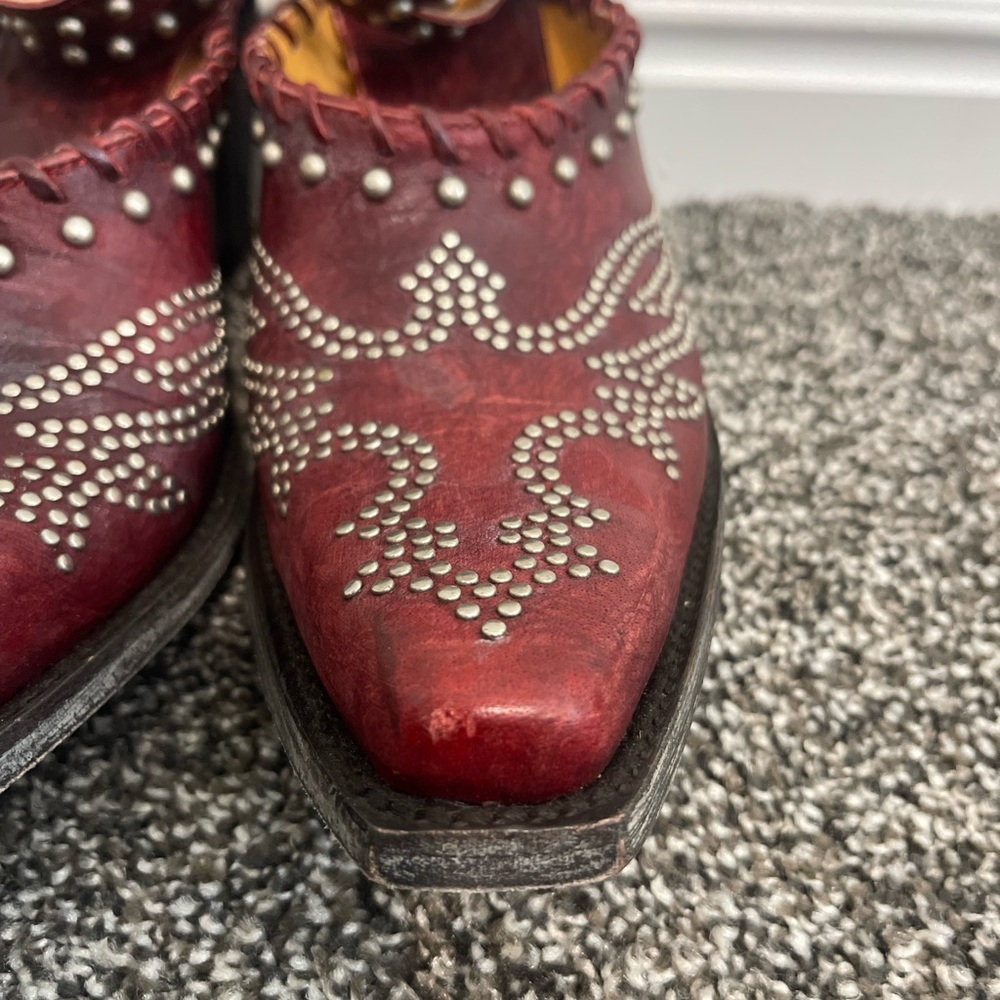 Old Gringo Burgundy Studded Leather Heeled Boots - Picture 12 of 12